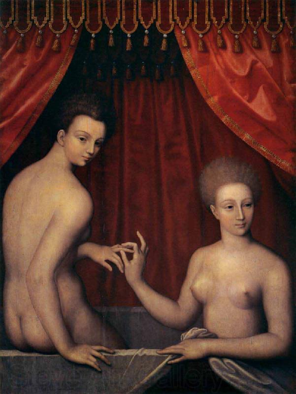 School of Fontainebleau Portrait of Gabrielle Estrees with her Sister Norge oil painting art